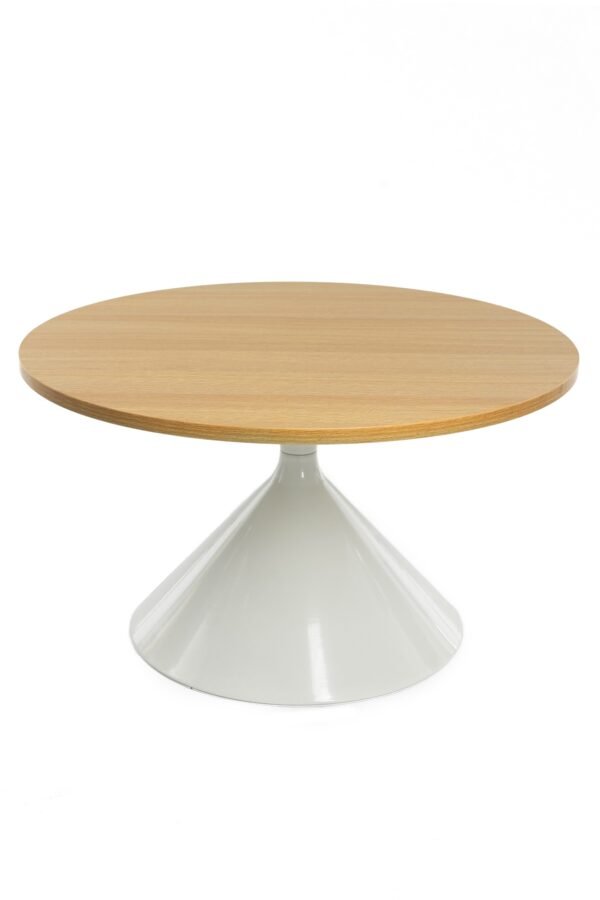 Table Basse Gigogne Design – Lot de 2 Tables Rondes en Bois Clair et Blanc – Structure Métal et Plateau MDF – Table d’Appoint et Table de Salon – Style Contemporain Scandinave – Image 3