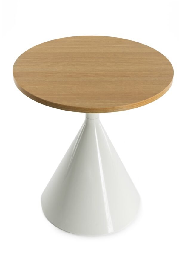 Table Basse Gigogne Design – Lot de 2 Tables Rondes en Bois Clair et Blanc – Structure Métal et Plateau MDF – Table d’Appoint et Table de Salon – Style Contemporain Scandinave – Image 4